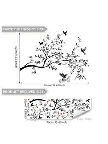 1pc Black Minimalist Tree Branch And Bird Wall Sticker - Modern PVC Decal, Suitable For Bedroom, Living Room Or Entryway Decor - Adds Elegant Natural Inspiration To Any Space, Room - A - View 2