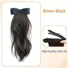 Bowknot Polka Dot Ponytail Clip-On Wig, Natural Fluffy Synthetic Hair Extension For Ponytail - Multicolor - View 8
