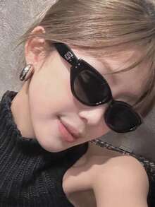 女士复古猫眼太阳镜 - 黑色 - 查看 2