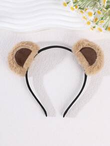 1个熊耳朵发箍，毛茸茸的松鼠耳朵发箍，棕熊动物服装，成人洗脸化妆发箍，耳朵可活动设计 - 彩色 - 查看 8