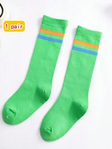 1双儿童袜子，常规款男女童中筒袜，彩色条纹糖果色运动学院风袜子，春夏款 - 彩色 - 查看 22