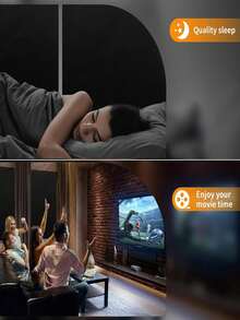 1PC Sunshade Curtains Are Easy To Remove No Need To Drill Holes Magic Tape Adhesive Style Blackout Curtains Opaque Window Curtains - Black - View 9