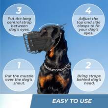 Bozal de metal y cuero resistente para perros, bozal de entrenamiento transpirable adecuado para pastor alemán y perros grandes - Negro - Ver 2