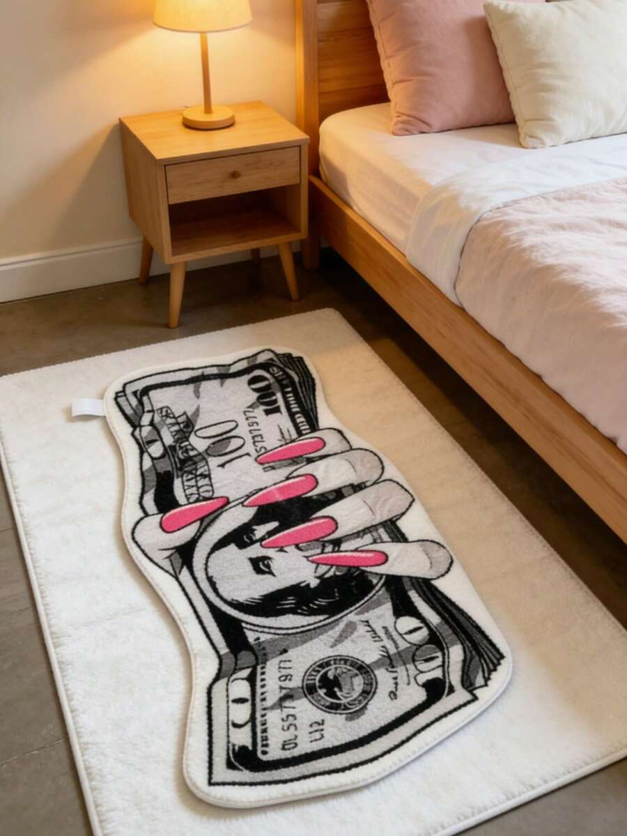 1pc, New Annual Dollar 3D Creative Funny! New Dollar Bill Floor Mat, Gift Decoration, Creative Living Room Carpet Bedroom Bedside Rug Entryway Door Mat, Multiple Patterns New Arrival, Decorative Carpet, Bedroom Decor, Small Rug