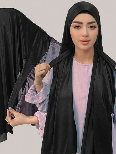 New Spring/Summer Modest Hijab Solid Color Convenient Elastic Tie-Up Sweat-Absorbent Breathable Muslim Headscarf