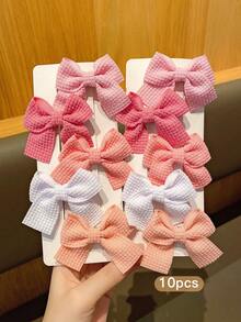10pcs Random Color Bowknot Hair Clips, Sweet Style Fashion Inexpensive Hair Accessories For Daily Use - Multicolor - View 2