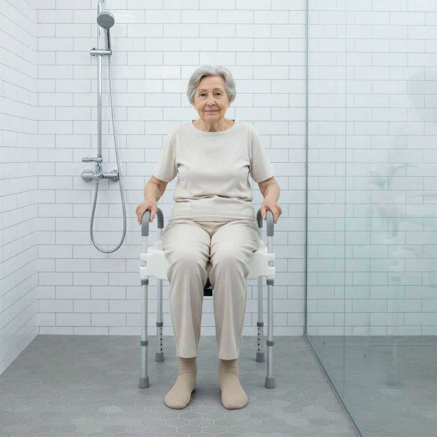 SanBouSi Toilet Safety Rails, Toilet Arms For Elderly, Adjustable Height Toilet Rails - Grey and White - View 1