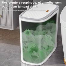 Haosin 8L (2.11 Gal) Slim Trash Can With Pressure Lid - Airtight, Odor-Resistant, Space-Saving For Bathroom/Bedroom (6x13x24cm) Narrow Slotted Wastebasket Garbage Bin Perfect Organization Gift For Christmas - 白色 - 查看 8