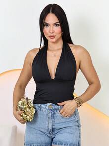 Jade/Livia Cropped Top With Padded Cups, Women's Spandex Fabric - Black - View 1