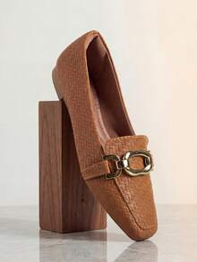 Women's Tressê Moccasin Shoes | Caramel With Rectangular Embellishment - Classic, Charming, Casual - 駝色 - 查看 1