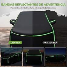 Cubierta para Auto, Funda de Coche Exterior para SUV, Funda para Coche con Tiras Reflectantes, Lona para Auto Impermeable, Antipolvo, Antilluvia y Antiuv, Protege tu Coche de Arañazos(Negro) - SUV Plateado - Ver 3