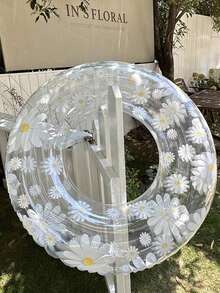 1pc Inflatable Daisy Flower Swimming Ring, Water Game, Beach Essential, Pool Float - Swim Ring - View 4