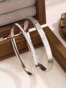 奢华闪亮四叶草锆石不锈钢女士手链，适合多种场合 - 金黃色 - 查看 17