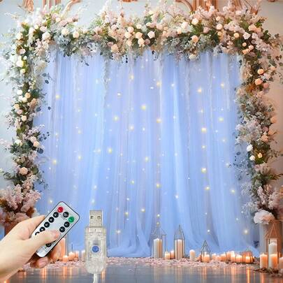 1pc 600/300/200/100 LED String Lights With 8 Lighting Modes, USB Powered Curtain Lights For Holiday, Birthday Party, Wedding, Room, Indoor Decor (Remote Control Batteries Not Included)