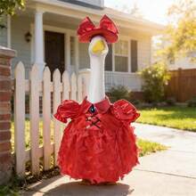 Porch Goose Outfit, Butterfly Tulle Dress With Bow Hat Holiday Goose Statue Clothes Garden Decoration - C - View 3