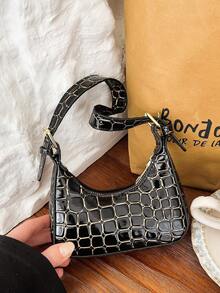 1pc Fashion Stone Texture Shoulder Bag, Handbag - Type 1 - View 3