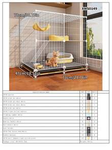 3-Tier Large Space Cat Cage With Litter Box Area, Removable Tray, Suitable For Multi-Cat Households, DIY Metal Cat Villa - Multicolor - View 22