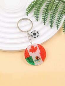 1个亚克力世界杯钥匙扣，带蝴蝶结，心形足球，时尚足球迷配饰，钥匙圈，包包挂饰 - 彩色 - 查看 18