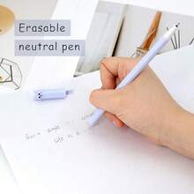 4支装猫咪可擦凝胶笔 0.5mm 魔力墨水 蓝黑色笔套装 带橡皮擦 创意学生文具 - 隨機顏色 - 查看 5