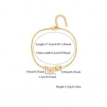 1pc New Fashion Bowknot Heart Initial Golden Stainless Steel Chain Bracelets For Women - Yellow Gold - View 2