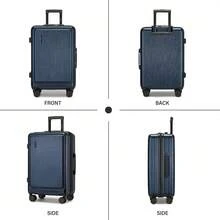 Valise ABS+PC avec serrure TSA et roues pivotantes à 360° – format cabine 20 pouces et valises 12/24/28 pouces, ensemble de 2/3/4 pièces pour voyages, vacances et déplacements professionnels – valise trolley rigide avec compartiment pour ordinateur portable - Bleu marine - Voir 6