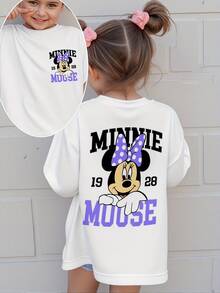 Disney Officially Licensed Minnie Mouse 1928 Double-Sided Print Girls Cute Sweatshirt Soft Comfortable For Casual Play And Everyday Wear - trắng - Xem 1