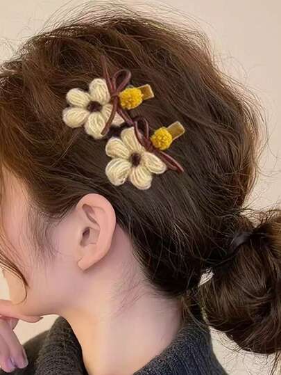 2pcs Vintage Floral Hair Clips, Cute Bangs & Side Hairpins, Elegant Accessories For Women, Suitable For Spring Outing, Travel, Photography