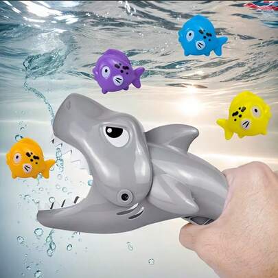 New Interactive Bathing Fun Feeding Toys - 5pcs Bathroom Water Toys, Big Shark Eats Small Fish Bath Toys - Exquisite Design, Suitable For Children's Birthday, Christmas, Easter Bath Toy Gifts