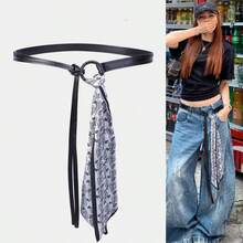 Red Silk Scarf Waist Belt Accessory, Punk Retro American Style Decoration For Jeans - Multicolor - View 13