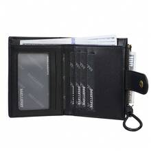 Baellerry 女士多功能卡包，带隐藏式零钱包、拉链钱包、大容量多卡位身份证件收纳包、小巧迷你钱包 - 黑色 - 查看 6