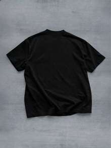 OVDY T-shirt casual da uomo a maniche corte con stampa a teschio e lettera, scollo rotondo, versatile per uso quotidiano estivo - nero - Visualizzare 2