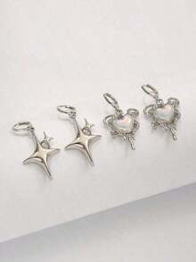 4pcs/Set Women's Heart & Dangle Earrings, Y2K Style Jewelry Suitable Daily Life And Parties, Exquisite Holiday - Nhiều màu - Xem 9