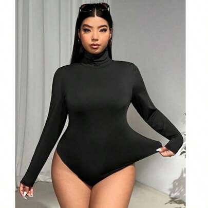 Body Plus Size Bori Collant Manga Longa Suplex Tamanho Grande G GG G1 G2 G3 OUTONO/INVERNO