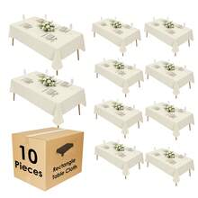 10 Pack Premium Tablecloth, Polyester Reusable And Washable Table Clothes, Polyester Fabric Table Covers For Wedding, Party, Banquet - Ngà voi - Xem 2