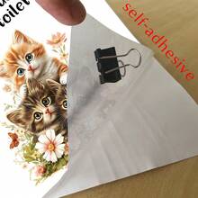 1/3pcs Self-Adhesive Toilet Sticker, Removable Waterproof PVC, Rabbit And Cat Design With Text Design. Perfect For Washing Room. - multicolor - View 12