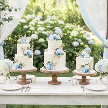 3Pcs Pre-Made Cake Toppers Flowers Cake Decorations Wedding Cake Decorating Flowers Decor Christening Birthday Baptism Baby Shower Party Cake Topper Flower Arrangements - 藍色 - 查看 1