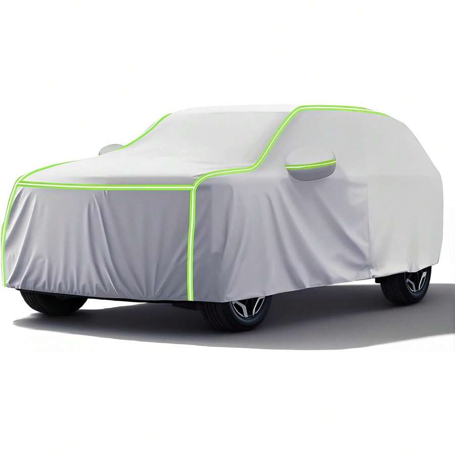 Cubierta para Auto, Funda de Coche Exterior para SUV, Funda para Coche con Tiras Reflectantes, Lona para Auto Impermeable, Antipolvo, Antilluvia y Antiuv, Protege tu Coche de Arañazos(Plata) - SUV Negro - Ver 1