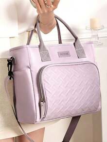 Large Capacity Insulated Lunch Bag, Essential For Office Workers, Long-Lasting Temperature Retention, Waterproof & Durable Material, Adjustable Shoulder Strap + Comfortable Handle, Suitable For Commuting, School, Picnic - Multicolor - View 7