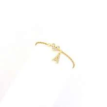 1 pieza Pulsera de cadena de acero inoxidable dorado con colgante de corazón con inicial, moda simple para mujer - Amarillo Oro - Ver 3