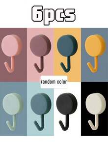 6 piezas Ganchos de pared autoadhesivos, ganchos adhesivos resistentes sin necesidad de perforar para cocina, baño, armario, ganchos de pared impermeables para ropa, toallas, bolsas - Negro - Ver 12
