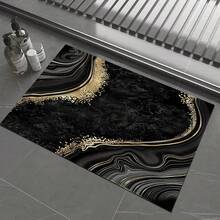 1pc Elegant Marble Pattern Bathroom Mat, Silica Gel Non-Slip Durable Washable Carpet - Marble Lines On Both Sides - View 2