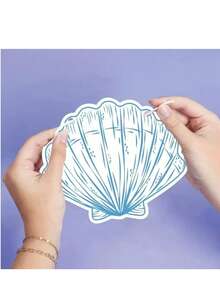 一套“海岸最后的祝酒”横幅，蓝色沙滩新娘或单身派对装饰，贝壳、香槟杯、结婚戒指形状的纸质沙滩贝壳派对横幅，海洋派对装饰，天然贝壳、海星、海螺主题纸板横幅，适合夏季沿海沙滩海洋主题生日派对、婴儿派对用品 - 多色 - 查看 5