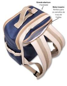 Mochila Bolsa Costas Maternidade Bebê Menino Menina Enxoval - Linha Deluxe - Azul - Visão 6