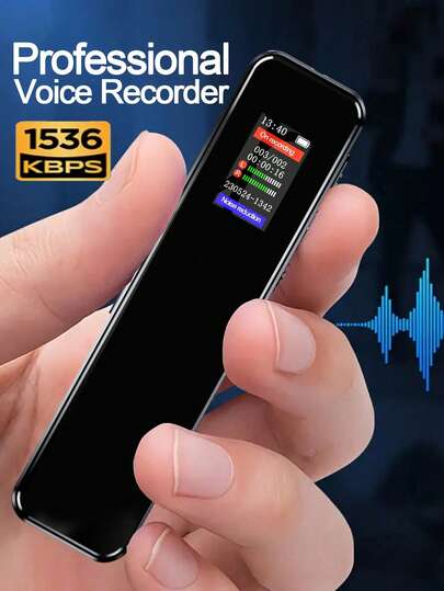 带MP3播放器的数字录音笔，带播放功能的录音笔，降噪功能，高清1536Kbps音质，230mAh可充电锂聚合物电池，迷你磁带录音机，小巧设计，适用于讲座、会议和采访，适合学生、教师、记者等使用。