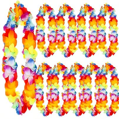 20件/套夏威夷花环，热带夏威夷花卉主题派对礼物、头饰、节日、婚礼、海滩生日装饰、派对用品