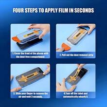 MIAOTIEMO 1片磨砂防眩光钢化玻璃屏幕保护膜，保护隐私，自动对齐，兼容 17、16、15、14 Pro Max Plus、13、12 Mini、11、XS、Xr - Black 1pc - 查看 7