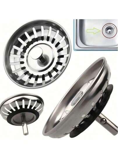 1/2pcs Stainless Steel Kitchen Sink Strainer, Bathroom Hair Catcher, Sink Drain Filter, Kitchen Drain Tool, Kitchen Accessories