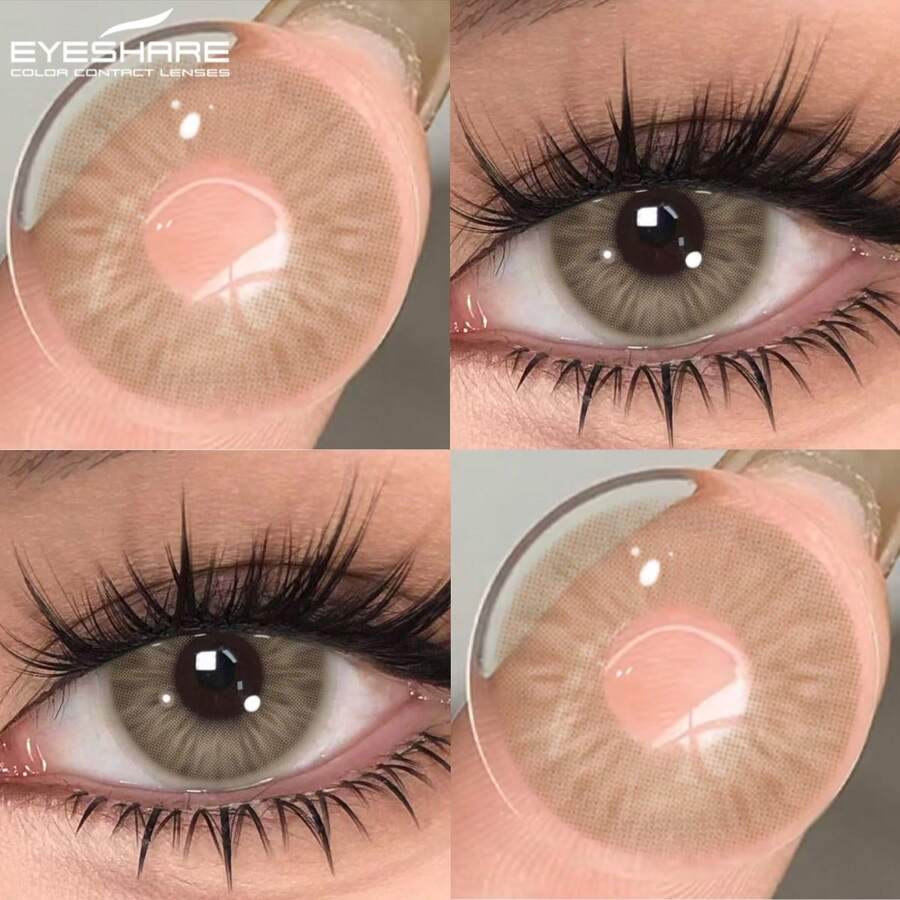 EYESHARE 1副彩色隐形眼镜，棕黑蓝灰四色可选，高品质，适合婚礼、情人节礼物，一年抛型，14.2mm，适合日常约会和节日佩戴。