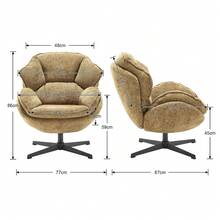 Chairus 1PC Swivel Chenille Lounge Chair (Living Room/Bedroom) - Yellow - View 3
