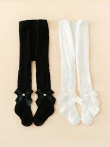 2pcs Girls Heart Print Tights, Fashionable For Summer - Multicolor - View 9